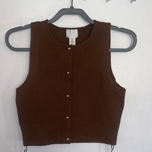 H&M Brown Sleeveless Button-Front Tank